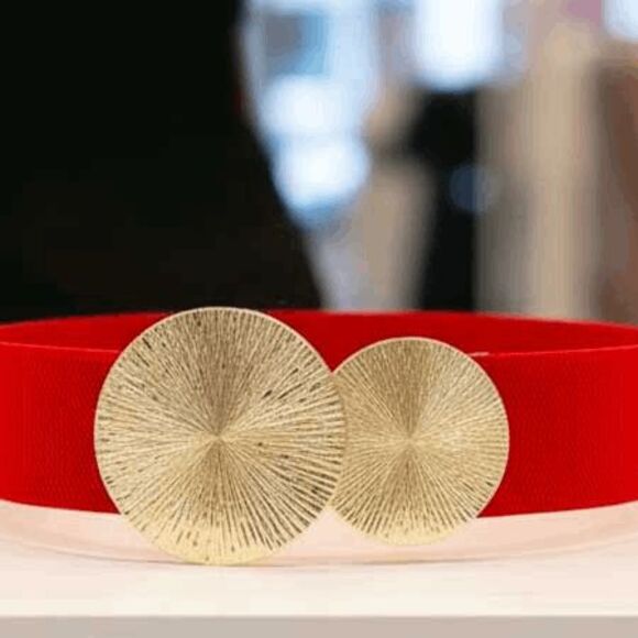 2/$21 Red Unique Stylish Stretch Belt (29.5 Inches) - Picture 3 of 6